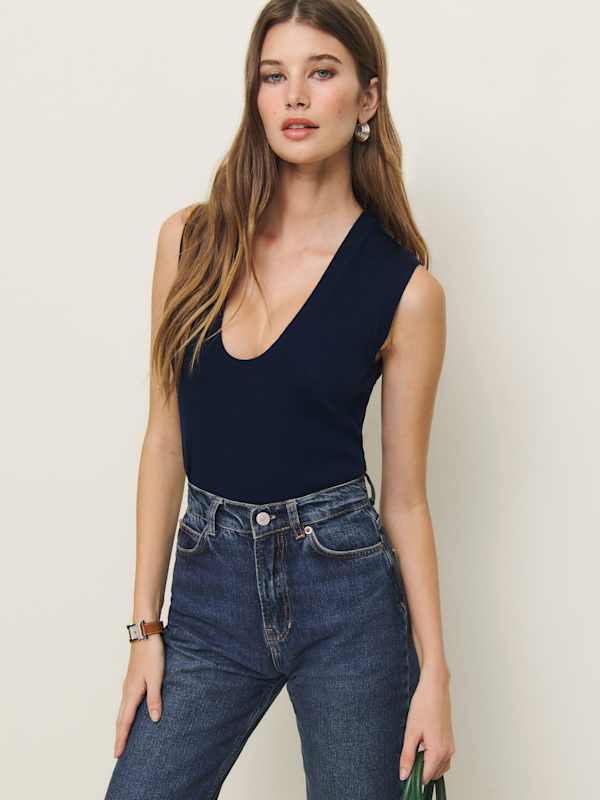 Marta Regenerative Merino Sweater Tank - Navy